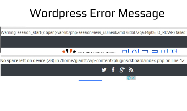 Wordpress-error-메시지